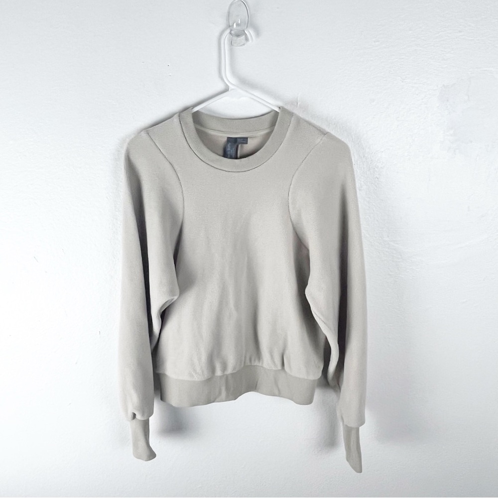 SWEATY BETTY Cream Long Cuffed Sleeves Crew Neck Pullover Sweatshirt 4 Gym Yoga